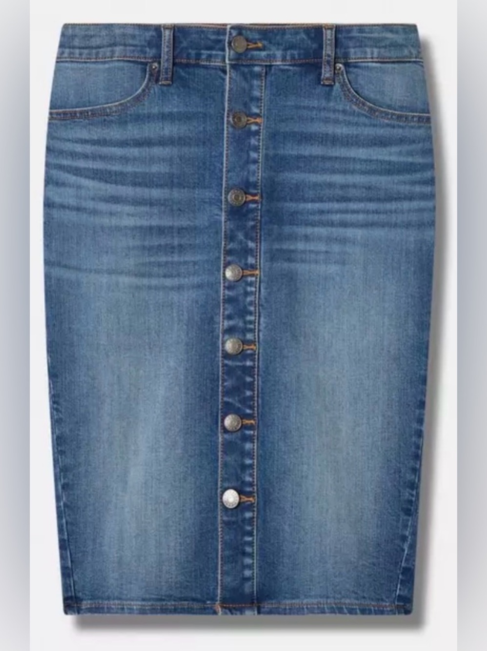 Torrid Blue Button-Front Denim Midi Skirt